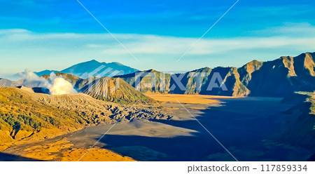 beautiful view of Mount Bromo landscape beautiful view of Mount Bromo landscape 117859334