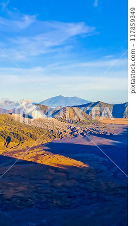 beautiful view of Mount Bromo landscape beautiful view of Mount Bromo landscape 117859349