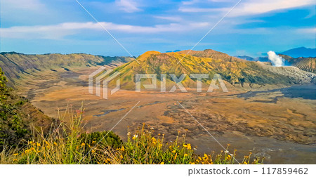 beautiful view of Mount Bromo landscape beautiful view of Mount Bromo landscape 117859462