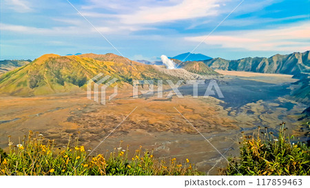 beautiful view of Mount Bromo landscape beautiful view of Mount Bromo landscape 117859463