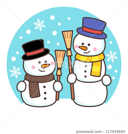 Snowman with a broom 117859689