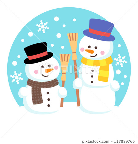 Snowman with a broom 117859766