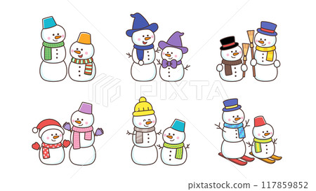 Set of cute snowmen Set of cute snowmen 117859852