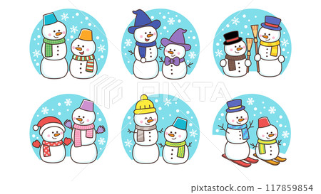 Set of cute snowmen 117859854
