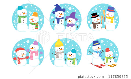 Set of cute snowmen 117859855