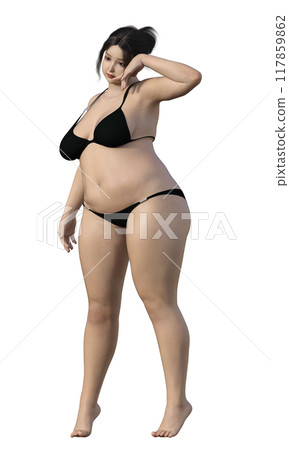 Illustration of a fat woman in a bikini Cute Japanese 3D model full body diagonal front left facing Illustration of a fat woman in a bikini Cute Japanese 3D model full body diagonal front left facing 117859862