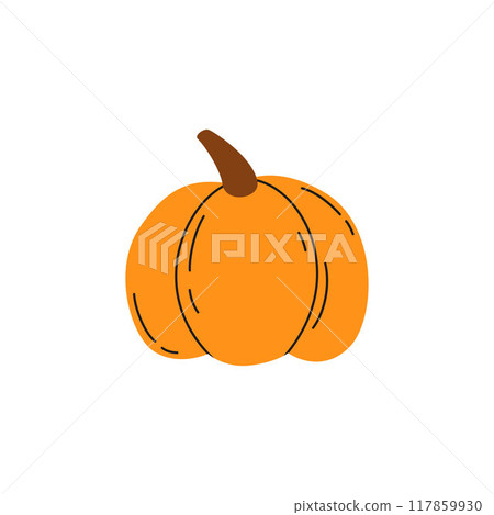 Orange pumpkin vector illustration. Flat style. Halloween, autumn, fall, harvest. Single object Orange pumpkin vector illustration. Flat style. Halloween, autumn, fall, harvest. Single object 117859930