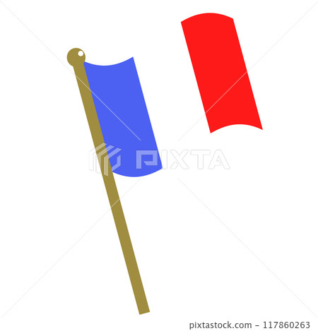 法國國旗在桿子上的插圖 117860263