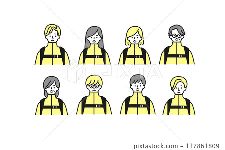 Icon set of people preparing for disasters 117861809