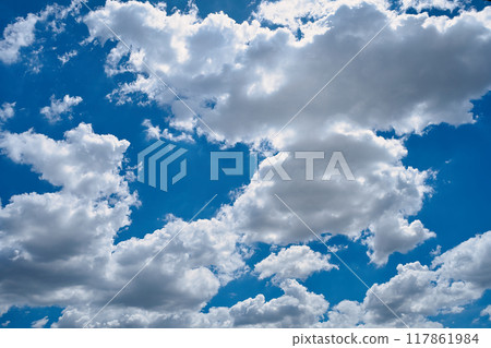 Summer blue sky and white clouds 117861984