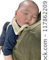 Baby sleeping in father's arms 117862209