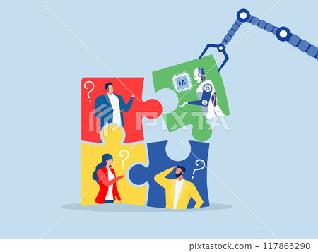 ai AI, Artificial Intelligence,robot new joiner to connect jigsaw puzzle,New joiner to fill in team and solve problem, teamwork to get solution, put right man in the right job to fit job ai AI, Artificial Intelligence,robot new joiner to connect jigsaw puzzle,New joiner to fill in team and solve problem, teamwork to get solution, put right man in the right job to fit job 117863290
