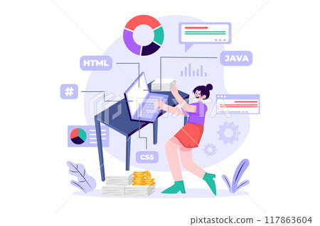Woman programming on a laptop 117863604