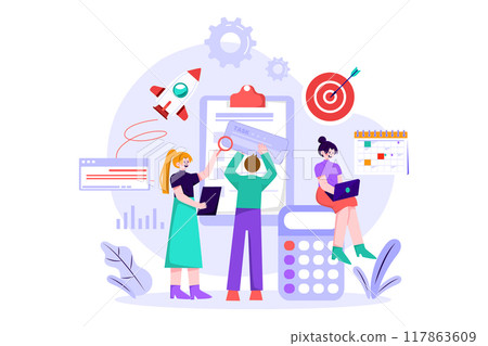 Business growth management analsis Illustration concept on white backgroundy 117863609