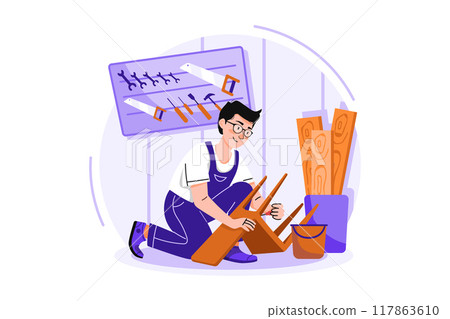 Carpenter working in a workshop Carpenter working in a workshop 117863610