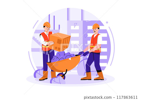 Construction worker working on the construction project 117863611