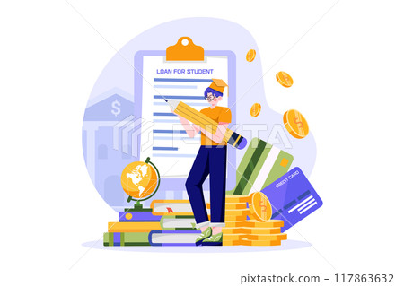 Student applying for student loan Student applying for student loan 117863632