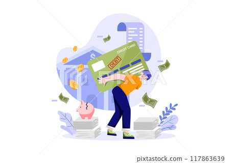 Man under debt from the bank Man under debt from the bank 117863639