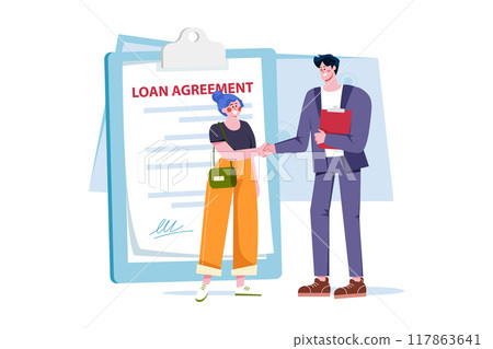 Man With The Loan Agreement Illustration concept on white background Man With The Loan Agreement Illustration concept on white background 117863641