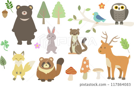 Cute animal illustration set 117864083