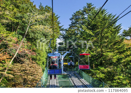 Mt. Takao Echo Lift Descending from Yamagami Station Autumn scenery 117864095