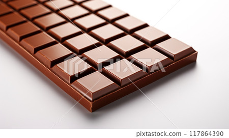Close-up of a chocolate bar on a white background Close-up of a chocolate bar on a white background 117864390