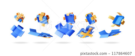3D open gift box set isolated 117864607