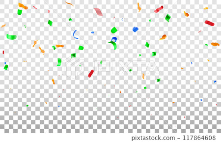 3D color party confetti on transparent background. 117864608