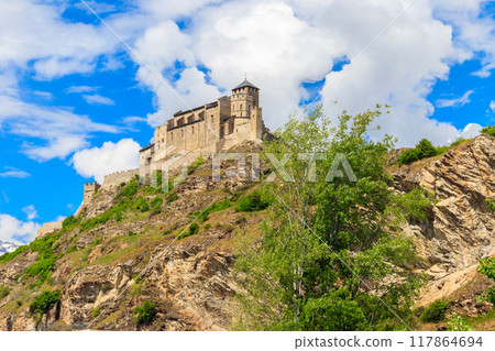View of Valere Basilica in Sion, Switzerland 117864694