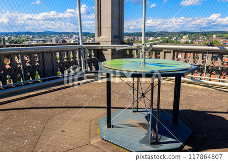 Sundial on a top of bell tower of Konstanz Cathedral, Konstanz (also known as Constance), Baden-Wuerttemberg, Germany 117864807