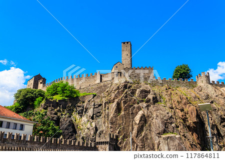 Castelgrande castle in Bellinzona, Switzerland. Unesco World Heritage Castelgrande castle in Bellinzona, Switzerland. Unesco World Heritage 117864811