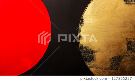 新年賀卡的抽象背景圖像 — 紅色、黑色和金色設計 117865237