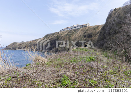 Abandoned railway line along the sea 01 Abandoned railway line along the sea 01 117865301
