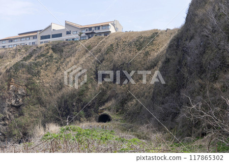 Abandoned railway line along the sea 02 Abandoned railway line along the sea 02 117865302