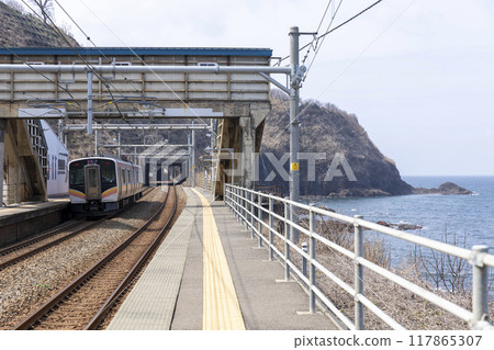 Omigawa Station and Shinetsu Main Line Local Train 02 Omigawa Station and Shinetsu Main Line Local Train 02 117865307