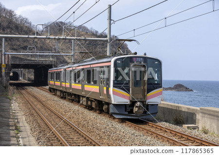 Shinetsu Main Line local train E131 series and Nihonkai Shinetsu Main Line local train E131 series and Nihonkai 117865365