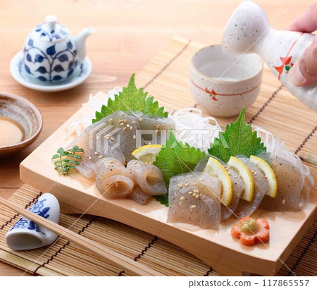 用普通魔芋製作的生魚片魔芋 117865557