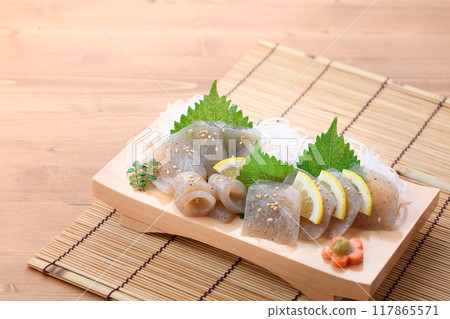 Sashimi konnyaku made from regular konnyaku 117865571