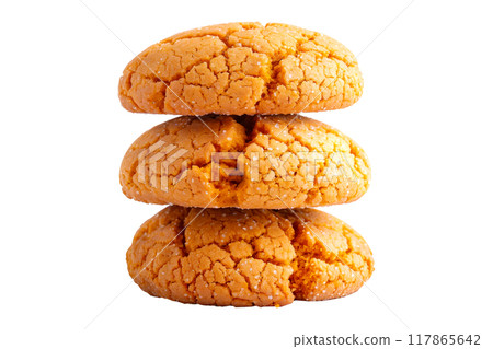 Cracked Pumpkin butter cookies isolated on white transparent background. 117865642