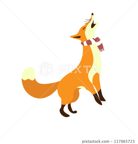 Vector illustration of a fox wearing a scarf Vector illustration of a fox wearing a scarf 117865723