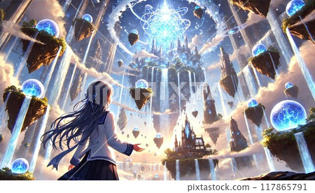 漂浮在空中的奇幻城市和女孩的冒險 漂浮在空中的奇幻城市和女孩的冒險 117865791