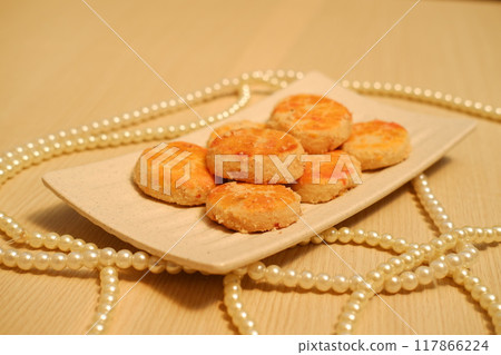 peanut cookies on a white plate 117866224