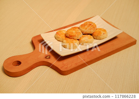 peanut cookies on a white plate, closeup of photo peanut cookies on a white plate, closeup of photo 117866228