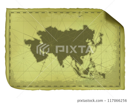 Old Map of Asia 02_Dark Green Old Map of Asia 02_Dark Green 117866256