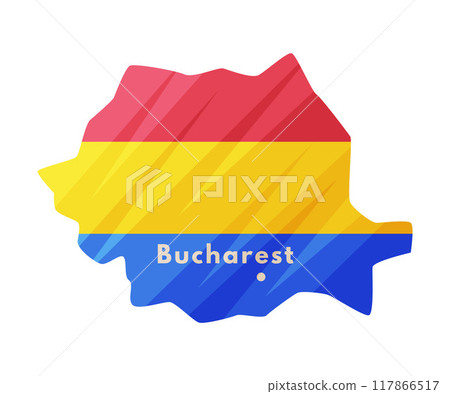 Map and Boundary of Romania with Flag Color as Traditional Symbol and Object Vector Illustration 117866517