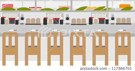 Image of counter seats at a sushi restaurant 117866701