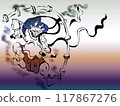 色彩漸層和墨畫風格的雷神插圖 117867276