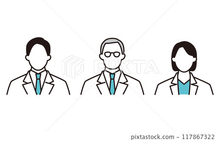 Doctors and researchers in white coats Doctors and researchers in white coats 117867322