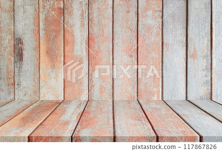 perspective wooden board over hard wood 117867826
