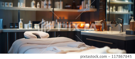 Spa Treatment Room with Towels 117867845